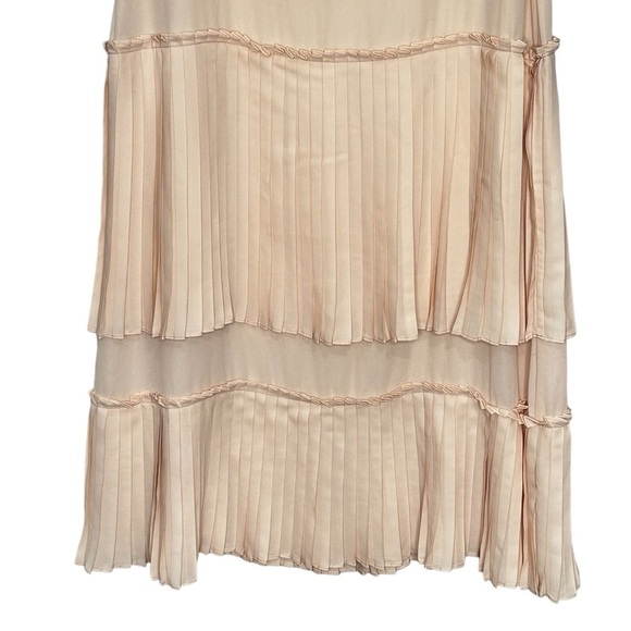 English Factory Peach Colored  tiered Accordion Pleated Maxi Skirt Sz 2/4 - Picture 4 of 11